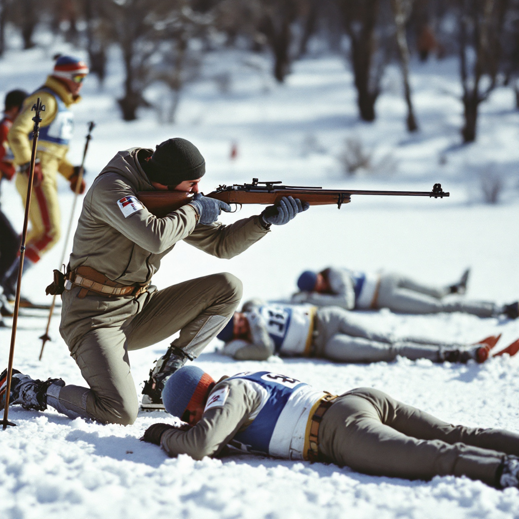 début du biathlon aux jeux olympiques d'hiver 1960 www.historire.fr