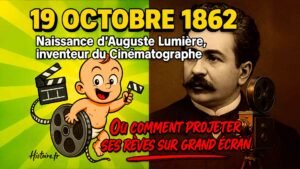 🕯️ 19 Octobre 1862 : naissance d’Auguste Lumière, qui projettera très tôt ses rêves sur grand écran (Jeux de mots, décalé, humour de situation, références cinéphiles, absurdités historiques) 🅐 PARTIE A – Parodie journalistique humoristique 🎬 Le bébé Lumière, ou l’enfant qui voyait flou (puis net à 24 images/seconde) Lyon, 1862. Un cri retentit dans la maternité. Ce n’est pas celui d’un bébé… mais celui d’un projectionniste, choqué de voir un nourrisson sortir déjà en format 4:3. "Il est arrivé avec un clap et une pellicule ombilicale !", aurait crié la sage-femme, en rembobinant le cordon comme une bobine de Pathé-Gaumont. Auguste Lumière, ainsi prénommé en hommage à l'éclairage public de la ville de Lyon (ou pas), naît sous le signe du cinéma, à une époque où les écrans étaient en papier et les pubs… uniquement murales. 🎥 Une jeunesse entre ombres et pellicule Très tôt, Auguste ne joue pas avec des cubes comme ses camarades, mais avec des lentilles, des prismes et des projecteurs artisanaux montés sur son cheval à bascule. Sa première invention ? Une boîte à meuh qui diffuse aussi la bande-annonce. "Vers 4 ans, il refusait de dormir sans générique de fin", témoigne son arrière-petite-nièce fictive. Son frère Louis, jaloux, invente le bouton “pause” pour lui couper la chique. L'ambiance à la maison ? Moins “Les Frères Lumière” que “Les Frères Fracture”. 🎞️ Le grand écran… dans le berceau Selon certaines légendes douteuses transmises de bouche en bouche (et amplifiées par TikTok Histoire™), le petit Auguste aurait projeté ses premiers rêves sur un mur de chambre, à l’aide d’une veilleuse et d’un miroir concave. Il aurait même murmuré : "Un jour, les gens paieront pour voir des trains arriver à la gare." Et ils l’ont fait. (Spoiler : ils ont aussi payé pour voir des Minions, donc tout espoir n’est pas perdu.) 🍿 Auguste, l’homme qui a vu l’homme voir le film Avec son frère Louis, Auguste invente le Cinématographe. Le duo révolutionne l’image animée, enchaînant les succès : “La Sortie de l’usine Lumière à Lyon” (préquel de “Burn-out chez Renault”) “L’Arroseur arrosé” (influence directe de “Jackass”) “Bébé mange sa soupe” (inspiration évidente de “Top Chef Kids”) Le public est ébahi, certains crient au miracle, d'autres au démon : on parle même de spectateurs ayant fui la salle, croyant que le train allait sortir de l’écran. Spoiler : c’était pas encore de la 4DX. 🎞️ Du rêve au mythe, d’Auguste à l’Avatar Aujourd’hui, sans Auguste, pas de cinéma. Pas de Spielberg. Pas de “Fast & Furious 11 : L’inflation contre-attaque”. Pas de débat sur la fin de “Inception”. Pas de popcorn à 9,80 €. Bref, pas de culture… sauf TikTok, mais là c’est une autre dystopie. 🅑 PARTIE B – Traitement réaliste 📜 Qui était vraiment Auguste Lumière ? Auguste Lumière est né le 19 octobre 1862 à Besançon. Fils d'Antoine Lumière, un industriel et photographe, il étudie très tôt la chimie et la photographie, domaines dans lesquels il excelle. Avec son frère Louis, ils sont mondialement connus comme les pionniers du cinéma. En 1895, ils présentent leur invention majeure : le Cinématographe, capable d’enregistrer, développer et projeter des images animées. Contrairement à une idée répandue, Louis est le plus technique des deux, Auguste s’occupant davantage de la partie scientifique et médicale (il s’intéressera notamment à la microbiologie et à la radiographie). Leurs premiers films, comme “L’Arroseur arrosé” ou “La Sortie de l'usine Lumière”, sont des jalons majeurs dans l’histoire du cinéma, même s’ils voyaient l’invention plus comme une curiosité scientifique que comme un art à part entière. 🎞️ Héritage Bien qu’ils aient rapidement laissé le développement du cinéma à d’autres, les frères Lumière restent une référence incontournable. Le festival Lumière à Lyon, la cinémathèque, et de nombreuses institutions rendent hommage à leur contribution fondatrice. www.historire.fr