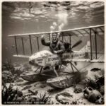 Henri Fabre à bord du Canard lors du premier vol en hydravion en 1910